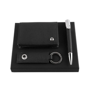 Hugo boss ballpoint tradition black + card holder + key ring